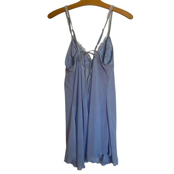 Secret Treasures Y2K Babydoll Slip Dress Ruffle Straps Blue Lace Nighty Sequin L - Picture 2 of 9